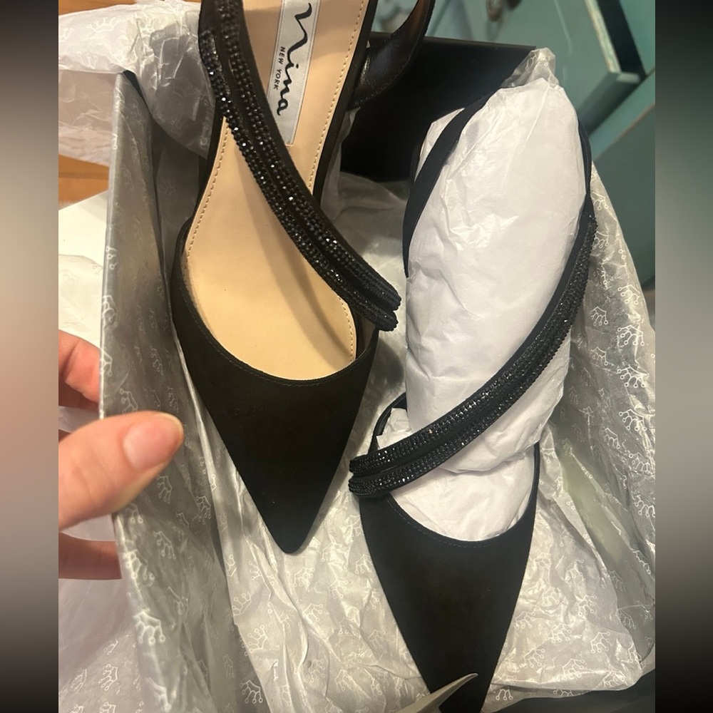 Nina size 8 women’s kitten heel - black glam suede |retails $90 - Picture 5 of 8